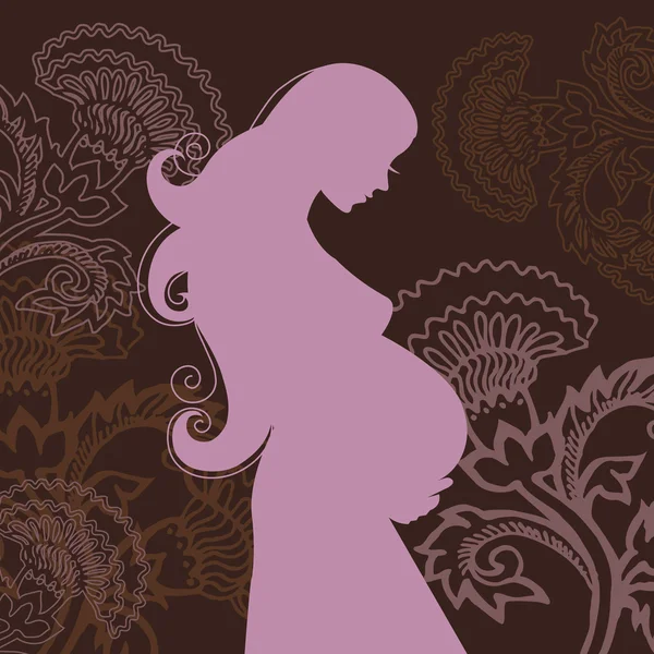 Belle femme enceinte en fleurs — Image vectorielle