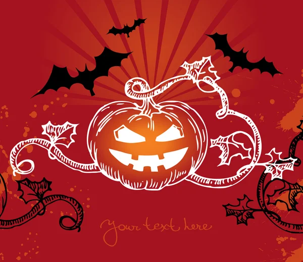 Halloween illustration with pumpkin — Stock Vector