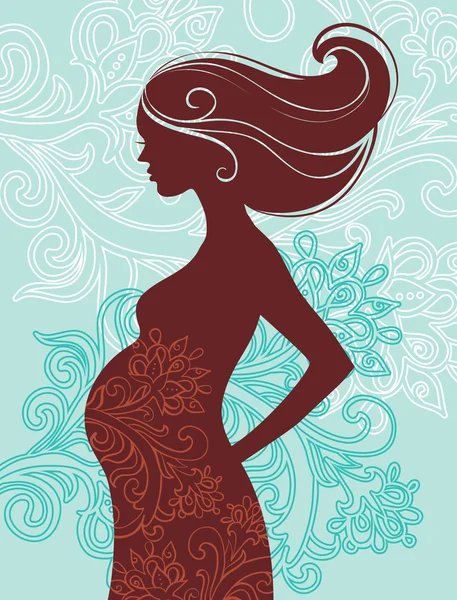 Kobieta w ciąży w kwiatach — Wektor stockowy