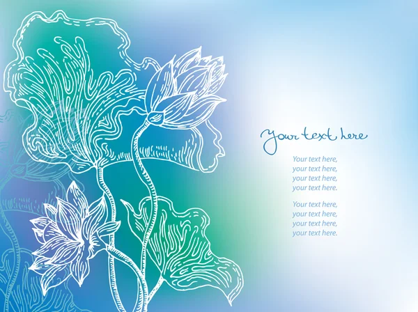 Lily çiçekler ile mavi ackground — Stok Vektör