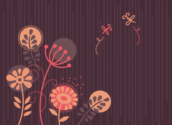 Floral φόντο με καρτούν λιβελούλες — Διανυσματικό Αρχείο