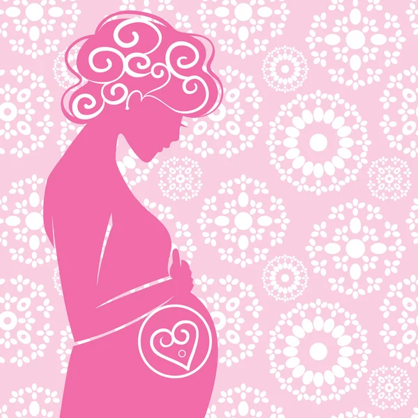 Silhueta de mulher grávida — Vetor de Stock