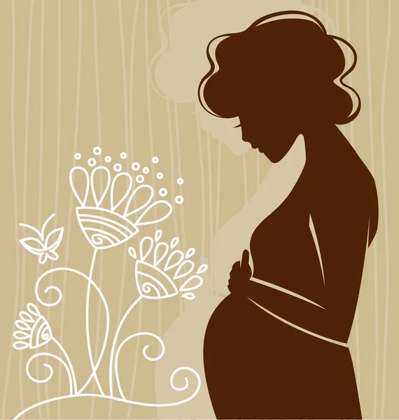 Těhotná žena v květinách — Stockový vektor