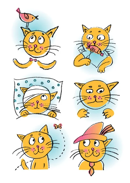 Collection of cartoon cats — Stock Vector