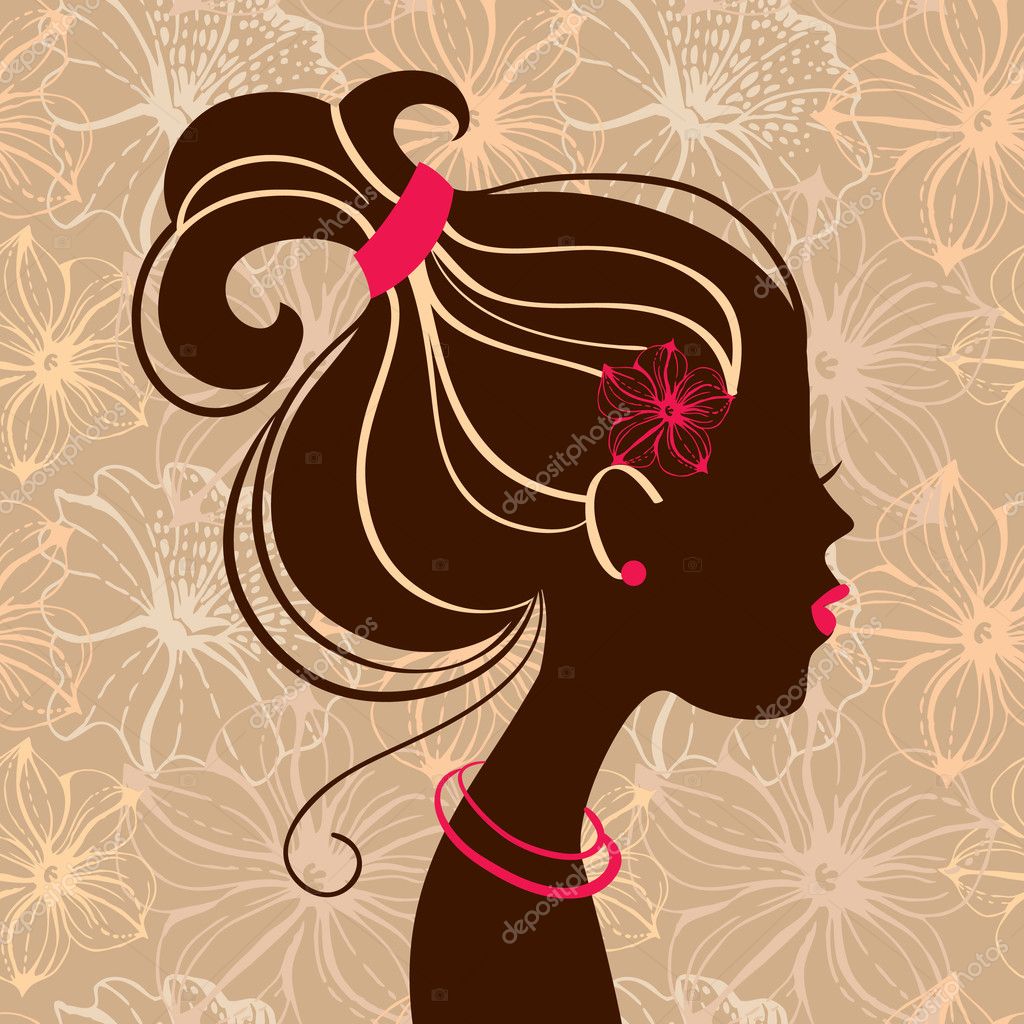 Beautiful woman silhouette with flowers Stock Vector Image by ©pimonova ...