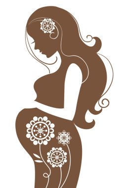 Pregnant woman in flowers clipart