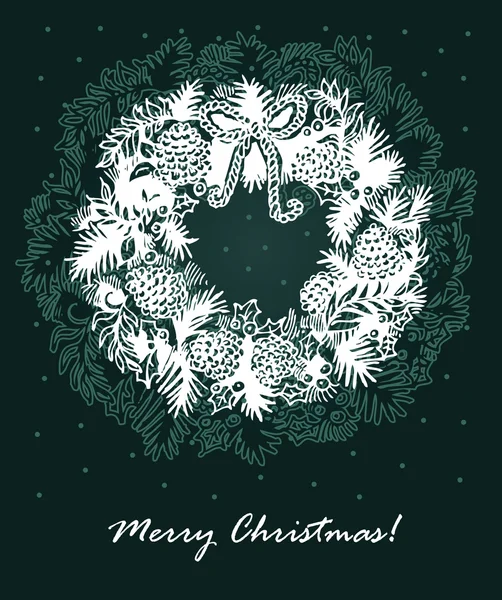Grußkarte mit Weihnachtskranz — Stockvektor