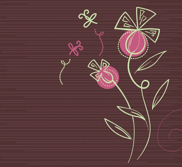 Fond floral avec des libellules dessin animé — Image vectorielle