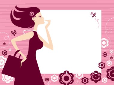 Banner with shopping girl clipart