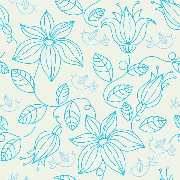 Floral seamless pattern with birds — Stock Vector