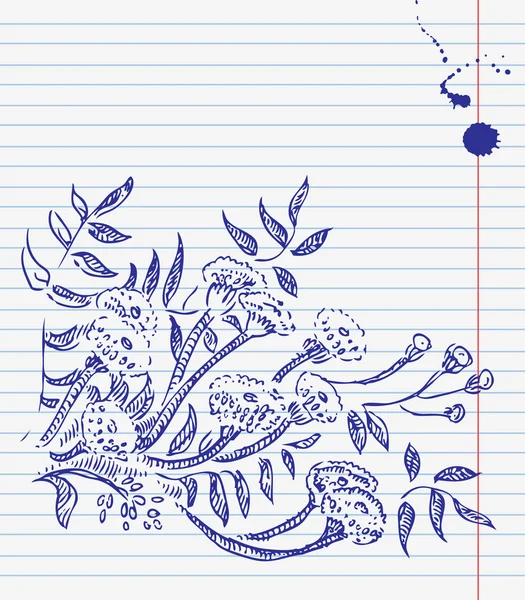 Ręcznie rysowane doodle kwiatowe tło — Wektor stockowy