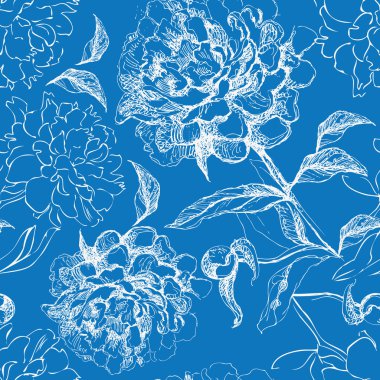 Peony seamless pattern clipart