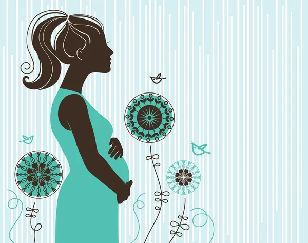 Silhouette de fille enceinte — Image vectorielle
