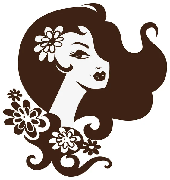 Hermosa mujer con flores — Vector de stock