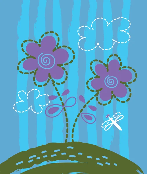 Квітковий фон з мультяшними бабками — стоковий вектор