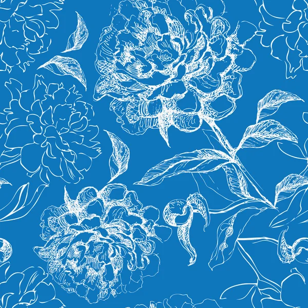 Pivoine motif sans couture — Image vectorielle