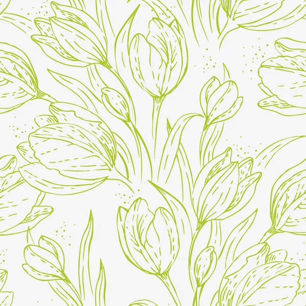 Sömlös blommönster med tulpaner — Stock vektor