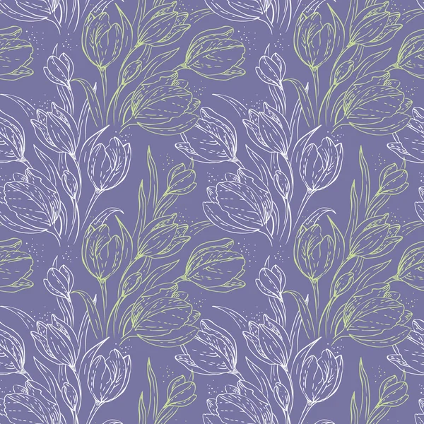 Patrón floral sin costuras con tulipanes — Archivo Imágenes Vectoriales