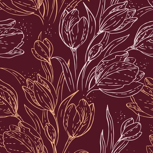 Hladký květinový vzor s tulipány — Stockový vektor