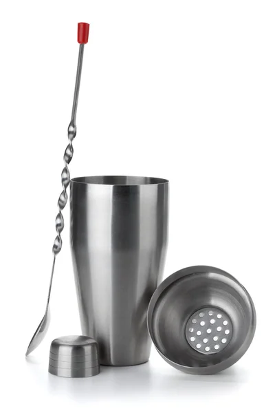 Cocktail shaker and spoon — Stock Photo, Image