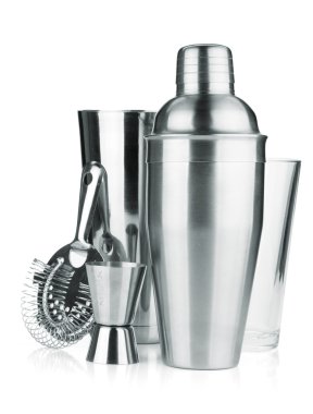 Cocktail shakers, strainer and jigger clipart