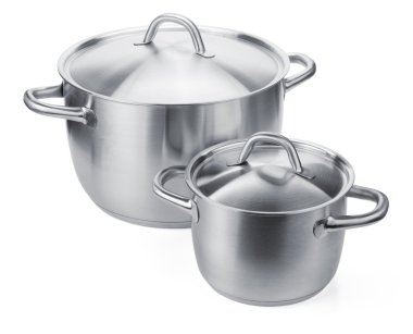 Two stainless steel pots clipart