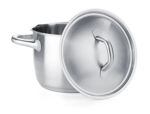 Opened stainless steel pot — Stock Photo, Image