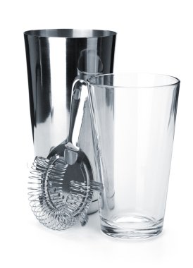 Boston cocktail shaker with strainer clipart