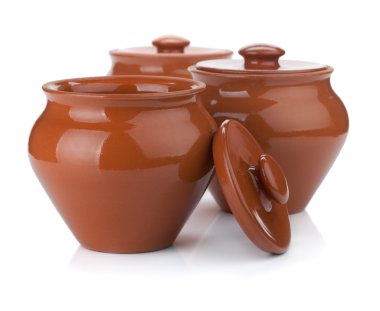 Three clay pots clipart