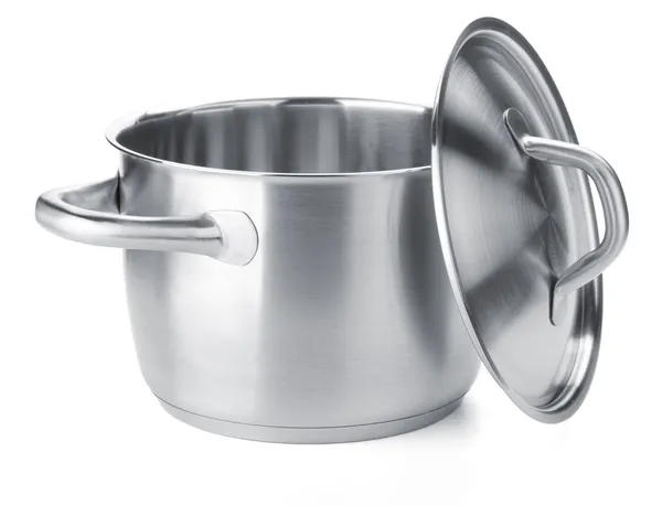 Stainless steel pot with cover — Stock Photo, Image