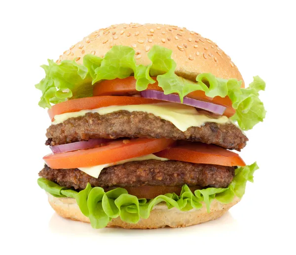 Fresh burger with two beef pieces — Stock Photo, Image