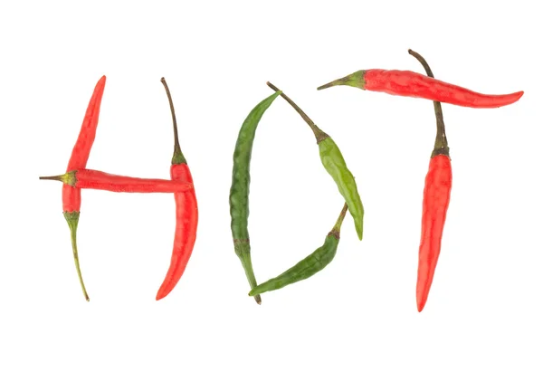 HOT word from chili peppers — Stock Photo, Image