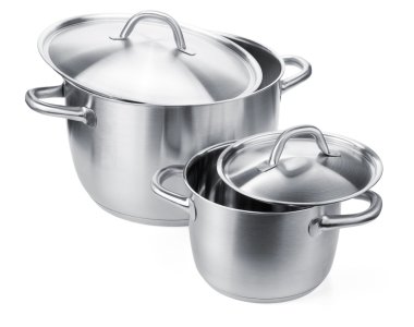 Two stainless steel pots clipart