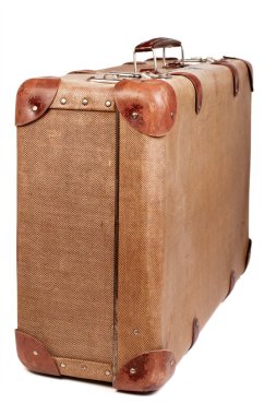 Beyaz arka plan üzerinde izole kahverengi vintage çanta