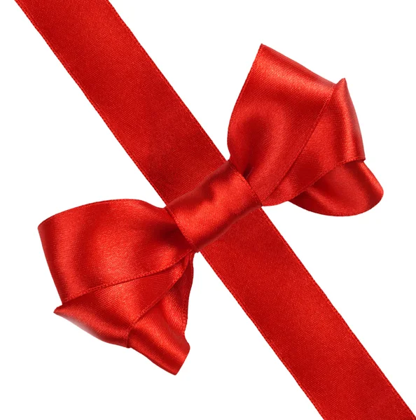 Kırmızı hediye saten şerit yay — Stok fotoğraf
