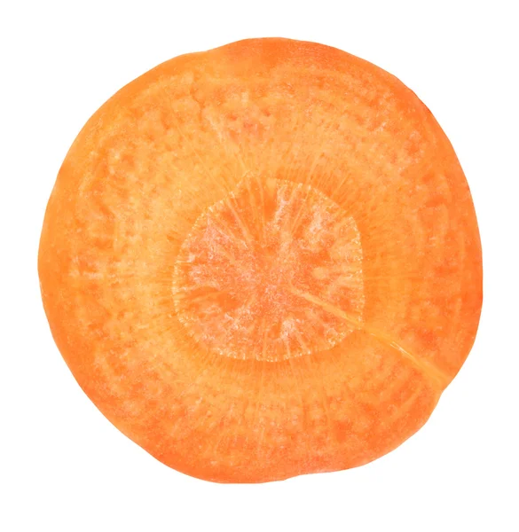 Rebanada de zanahoria sobre fondo blanco Imagen de stock