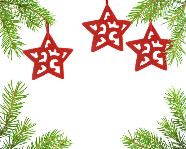 松の木の枝とクリスマスの星 — ストック写真