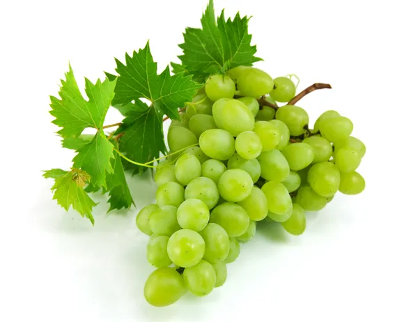 Bund frischer grüner Trauben isoliert auf weißem Grund — Stockfoto