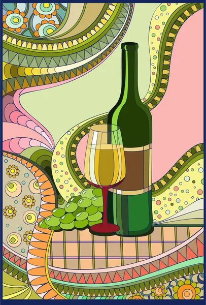 Stained-glass window Wine — Stock Vector