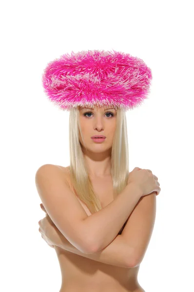 ピンクの帽子で美しい女性 — ストック写真