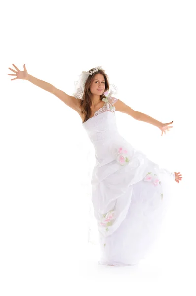 Noiva feliz no vestido de casamento — Fotografia de Stock