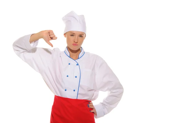 Dissatisfied beautiful woman cook — Stock Photo, Image