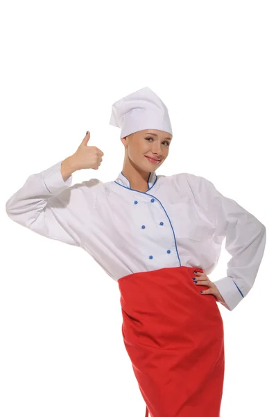 Счастливая красивая женщина-повар — стоковое фото