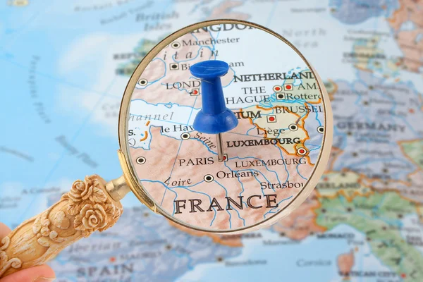 Paris mapa tack — Fotografia de Stock