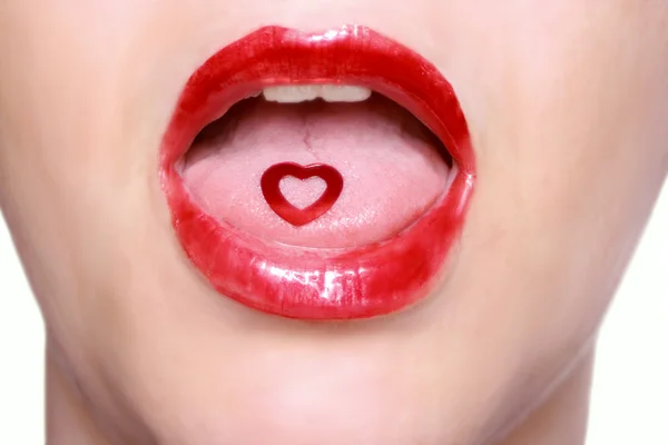 Herz auf der Zunge — Stockfoto