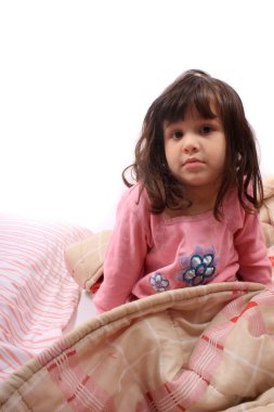 Little girl waking up clipart