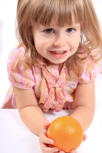 Girl with healthy fruit — Stock Photo, Image