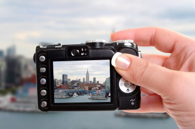 Photographing the New York building skyline clipart