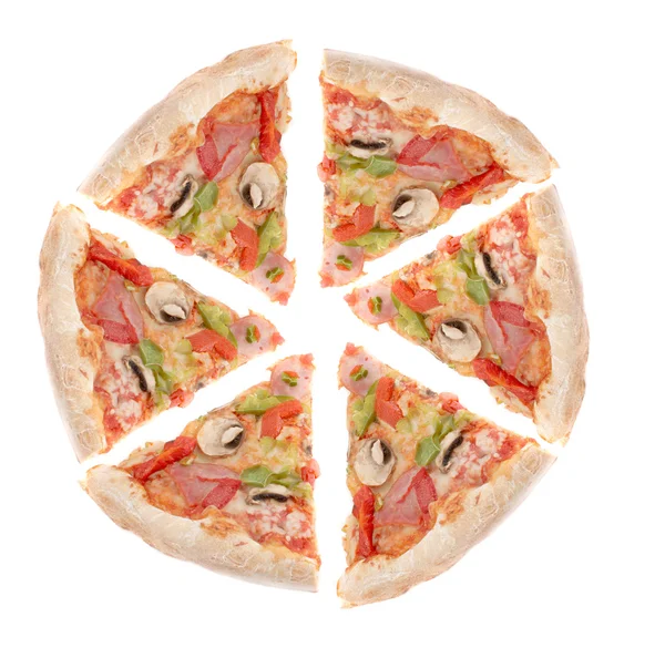 Ham en peper pizza segmenten — Stockfoto