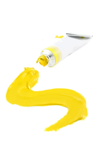 Tinta de mancha amarela colorida do artista — Fotografia de Stock